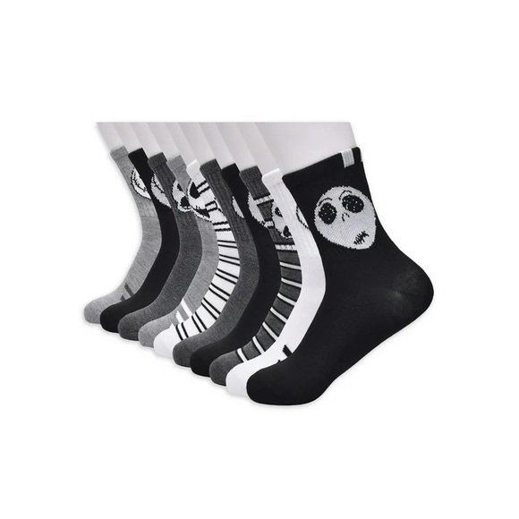 The Nightmare Before Christmas Womens Jack Skellington Graphic Crew Socks 10pack - Picture 3 of 5